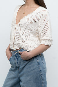 Vintage x Cream Cotton Raised Knit Cardigan (S-L)