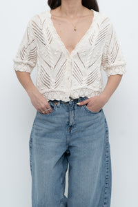 Vintage x Cream Cotton Raised Knit Cardigan (S-L)