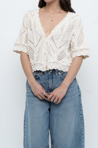 Vintage x Cream Cotton Raised Knit Cardigan (S-L)