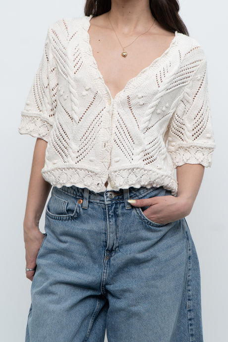 Vintage x Cream Cotton Raised Knit Cardigan (S-L)
