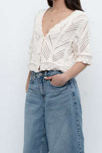 Vintage x Cream Cotton Raised Knit Cardigan (S-L)