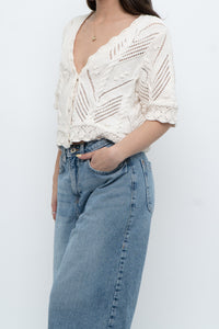Vintage x Cream Cotton Raised Knit Cardigan (S-L)