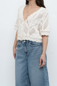 Vintage x Cream Cotton Raised Knit Cardigan (S-L)