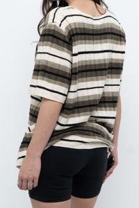 Vintage x Striped Knit Short Sleeve Sweater (XS-L)