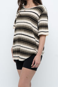 Vintage x Striped Knit Short Sleeve Sweater (XS-L)