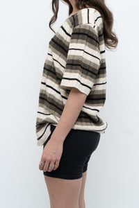 Vintage x Striped Knit Short Sleeve Sweater (XS-L)