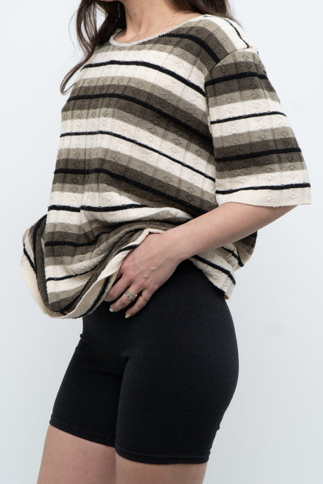 Vintage x Striped Knit Short Sleeve Sweater (XS-L)