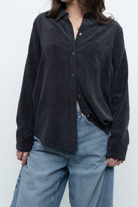 RAILS x Black Snakeskin Pure Silk Blouse (XS-M)