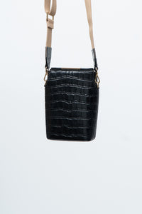 FINN ESKER x Black Leather Croc Crossbody