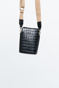 FINN ESKER x Black Leather Croc Crossbody