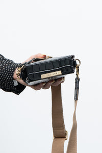 FINN ESKER x Black Leather Croc Crossbody