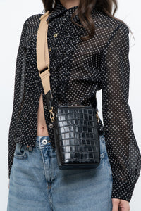 FINN ESKER x Black Leather Croc Crossbody