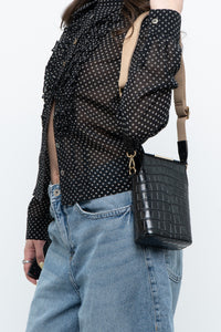 FINN ESKER x Black Leather Croc Crossbody