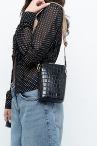 FINN ESKER x Black Leather Croc Crossbody