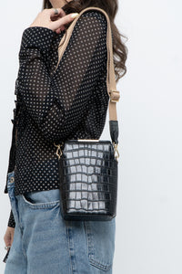 FINN ESKER x Black Leather Croc Crossbody