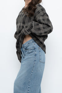 Vintage x Made in Hong Kong x Black Checkered Japanese Fabric Knit Sweater (S-L)
