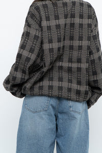 Vintage x Made in Hong Kong x Black Checkered Japanese Fabric Knit Sweater (S-L)