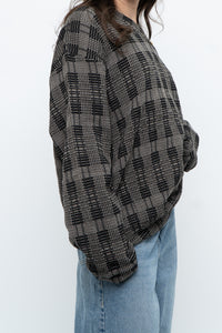 Vintage x Made in Hong Kong x Black Checkered Japanese Fabric Knit Sweater (S-L)