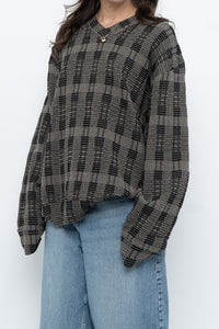 Vintage x Made in Hong Kong x Black Checkered Japanese Fabric Knit Sweater (S-L)