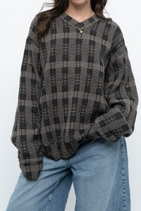 Vintage x Made in Hong Kong x Black Checkered Japanese Fabric Knit Sweater (S-L)