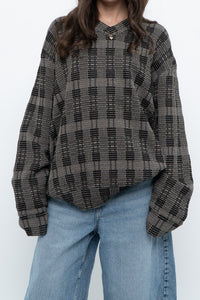Vintage x Made in Hong Kong x Black Checkered Japanese Fabric Knit Sweater (S-L)