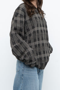 Vintage x Made in Hong Kong x Black Checkered Japanese Fabric Knit Sweater (S-L)