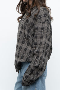 Vintage x Made in Hong Kong x Black Checkered Japanese Fabric Knit Sweater (S-L)