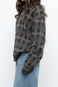 Vintage x Made in Hong Kong x Black Checkered Japanese Fabric Knit Sweater (S-L)