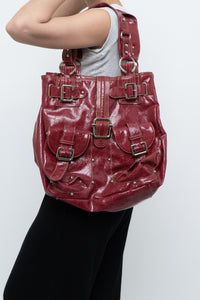 Vintage x LE CHATEAU Faux Red Leather Oversized Purse