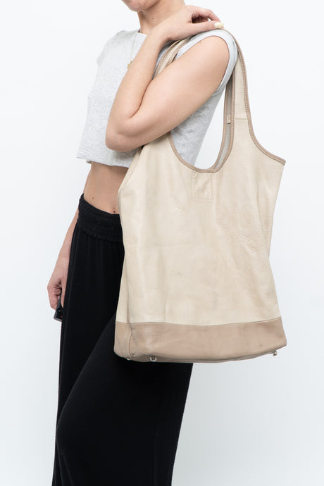 Vintage x Two-tone Leather Slouch Purse