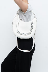 INC x Faux White Leather Chain Purse