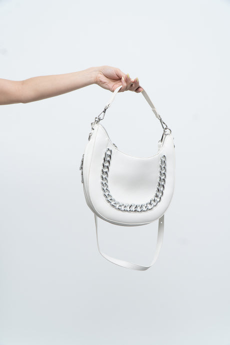 INC x Faux White Leather Chain Purse