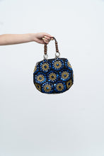 Load image into Gallery viewer, Vintage x Blue, Black Floral Beaded Purse