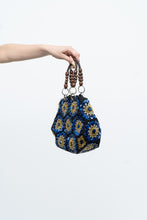 Load image into Gallery viewer, Vintage x Blue, Black Floral Beaded Purse