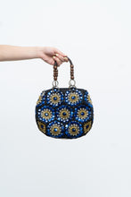 Load image into Gallery viewer, Vintage x Blue, Black Floral Beaded Purse