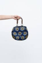 Load image into Gallery viewer, Vintage x Blue, Black Floral Beaded Purse