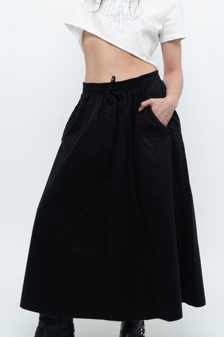 THE GROUP BY BABATON x Black Cotton Casual Maxi Skirt (XS-M)