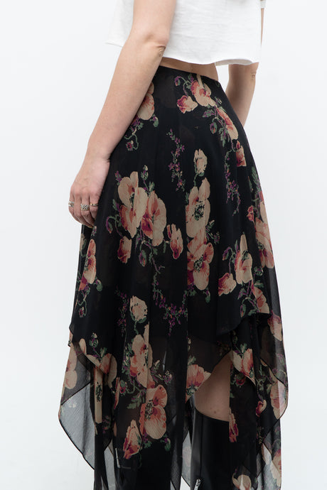 Vintage x Made in Korea x RALPH LAUREN Pure Silk Floral Skirt (XS)
