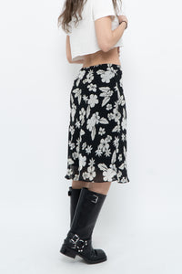 Vintage x SMART SET Black Floral Midi Skirt (XS, S)