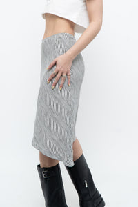 Vintage x Asymetric Black, White Dotted Midi Skirt (XS, S)