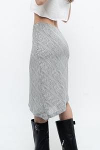 Vintage x Asymetric Black, White Dotted Midi Skirt (XS, S)