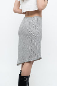 Vintage x Asymetric Black, White Dotted Midi Skirt (XS, S)