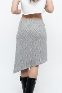 Vintage x Asymetric Black, White Dotted Midi Skirt (XS, S)