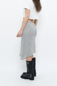 Vintage x Asymetric Black, White Dotted Midi Skirt (XS, S)