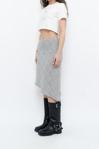 Vintage x Asymetric Black, White Dotted Midi Skirt (XS, S)