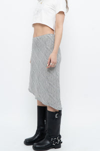 Vintage x Asymetric Black, White Dotted Midi Skirt (XS, S)
