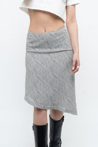 Vintage x Asymetric Black, White Dotted Midi Skirt (XS, S)
