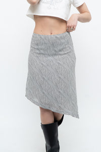 Vintage x Asymetric Black, White Dotted Midi Skirt (XS, S)