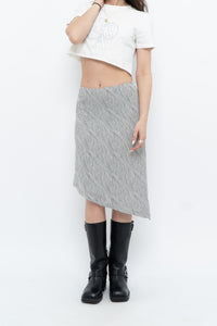 Vintage x Asymetric Black, White Dotted Midi Skirt (XS, S)