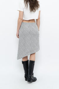 Vintage x Asymetric Black, White Dotted Midi Skirt (XS, S)